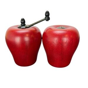 Cooks‎ Club Wooden Red Apples Salt Shaker and Pepper Grinder